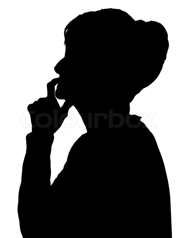 611x800 Front Profile Portrait Silhouette Of Elderly Lady Finger On Her