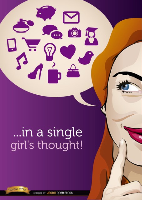 453x640 Woman Thought Cloud With Icons Free Vector 123freevectors