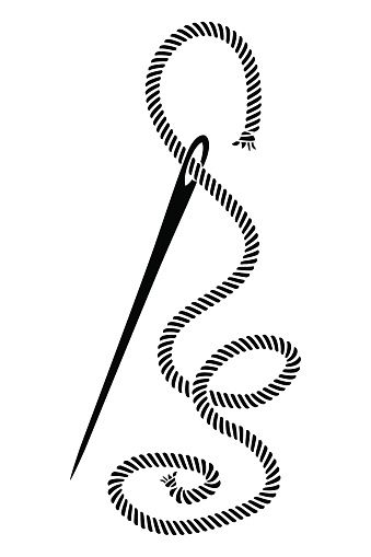 339x509 Needle Sewing With Thread Silhouette Draw Vector