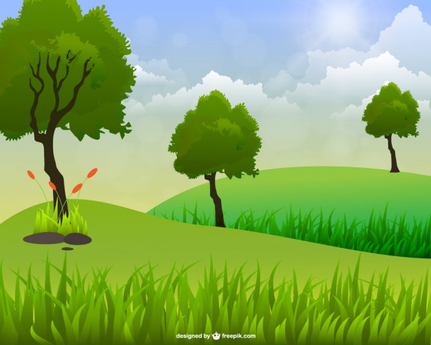 626x501 Green Landscape With Three Trees Vector Free Download