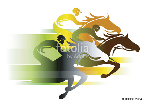 500x354 Horse Race In Autumn Colors. Three Racing Jockeys
