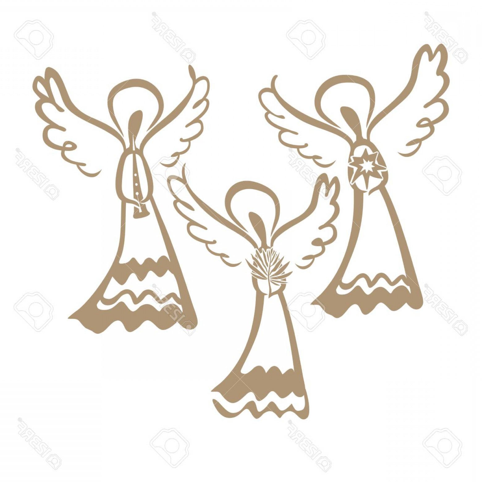 1560x1560 Photostock Vector Three Winged Angels Pipe Palm Branch And Star