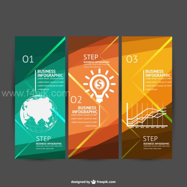 626x626 Vector ] Three Steps Business Infographics Free Download