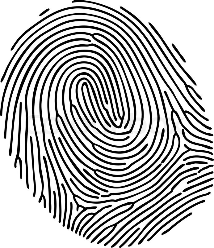 693x800 Vector Black Fingerprint On White Background Stock Vector