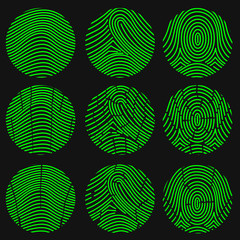 240x240 Green Fingerprint. Thumbprint. Vector Illustration