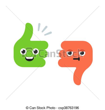 450x470 Cartoon Thumbs Up And Thumbs Down Characters With Cute Funny Faces
