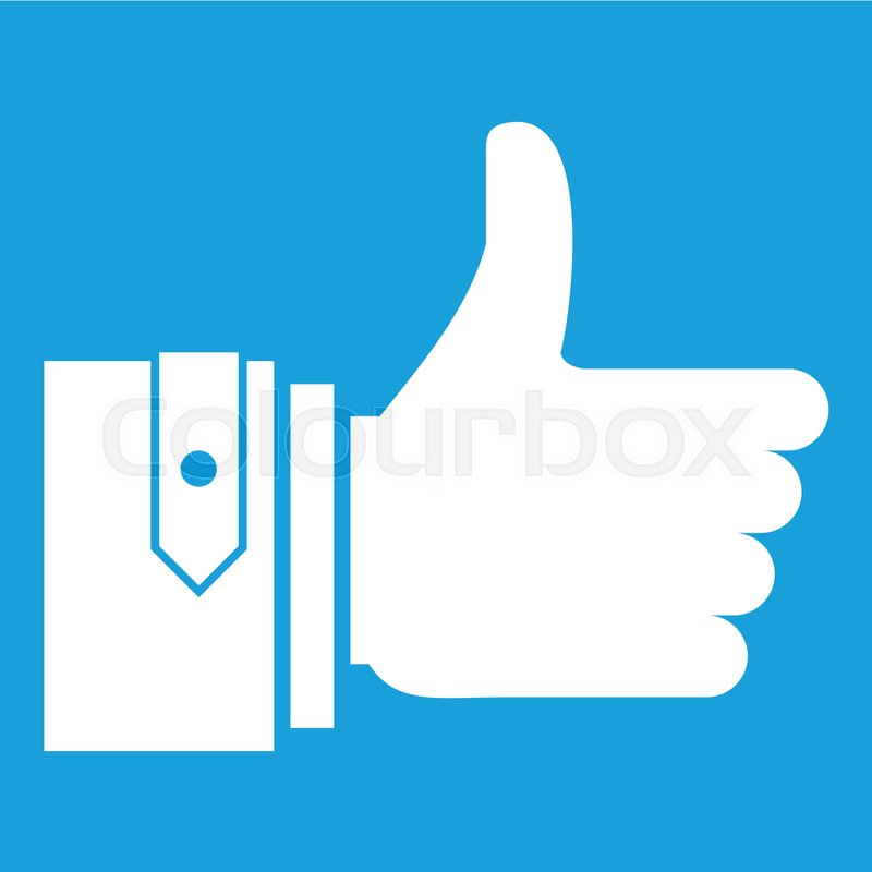 800x800 Thumbs Up Icon White Isolated On Blue Background Vector