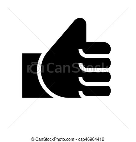 450x470 Thumbs Up Icon. Thumbs Up, Black Icon Isolated On White... Vector