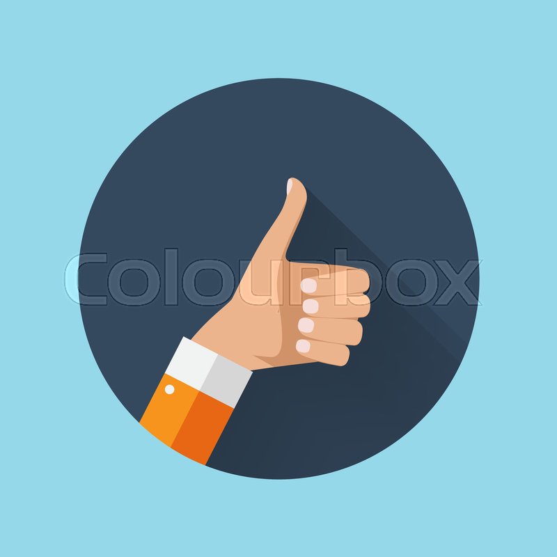 800x800 Flat Design Thumbs Up Icon Background . Vector Illustration Eps10