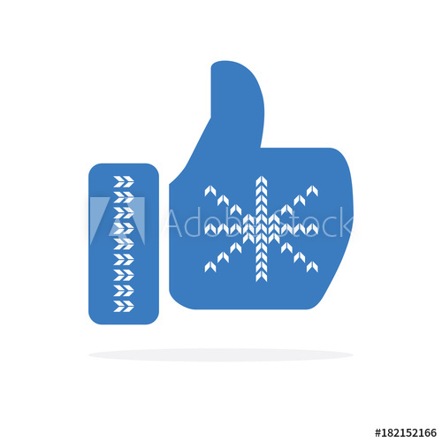 500x500 Like Icon. Blue Mitten Thumb Up Icon. Flat Icon. Vector