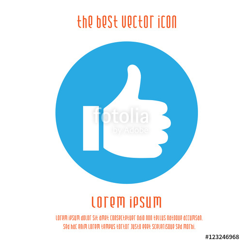 500x500 Thumb Up Vector Logo Icon. Like Round Blue White Simple Isolated