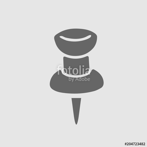 500x500 Pin Vector Icon. Thumbtack Simple Isolated Pictogram. Stock Image