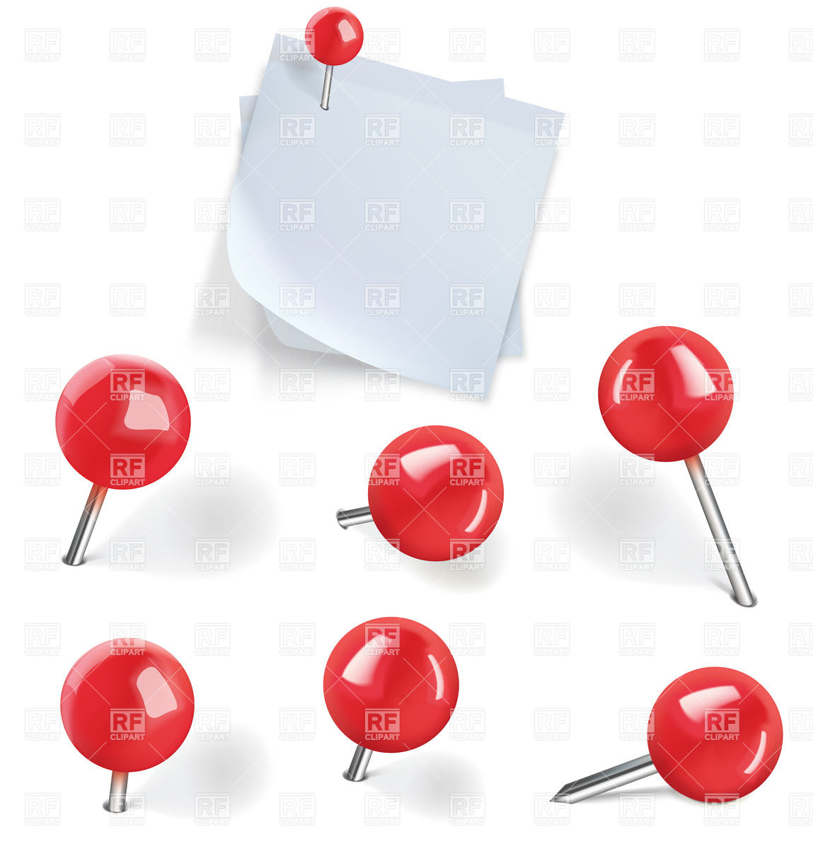 1149x1200 Set Of Red Pushpins And Blank Paper Note With Thumbtack On White