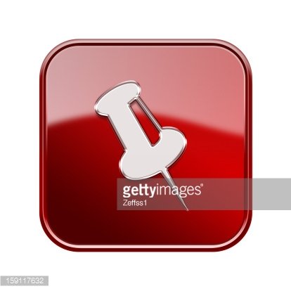 414x414 Thumbtack Icon Glossy Red, Isolated On White Stock Vectors