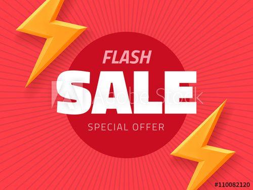 500x375 Vector Flash Sale Design With Thunder Vector Illustration, Pink