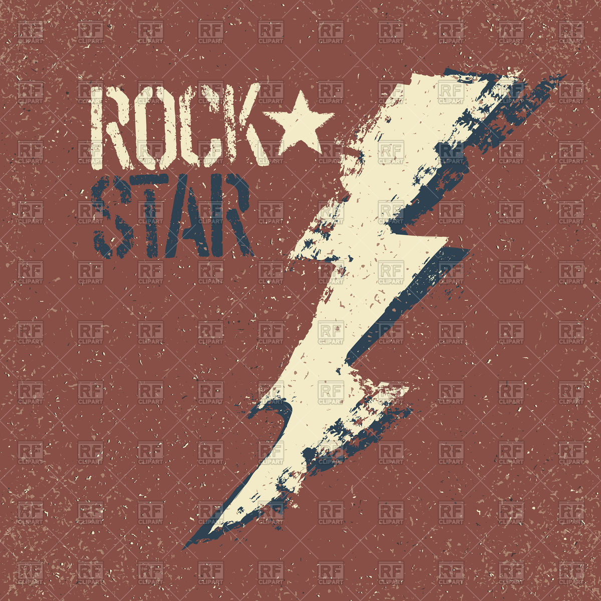 1200x1200 Rockstar Grunge Lettering With Thunderbolt Vector Image Vector