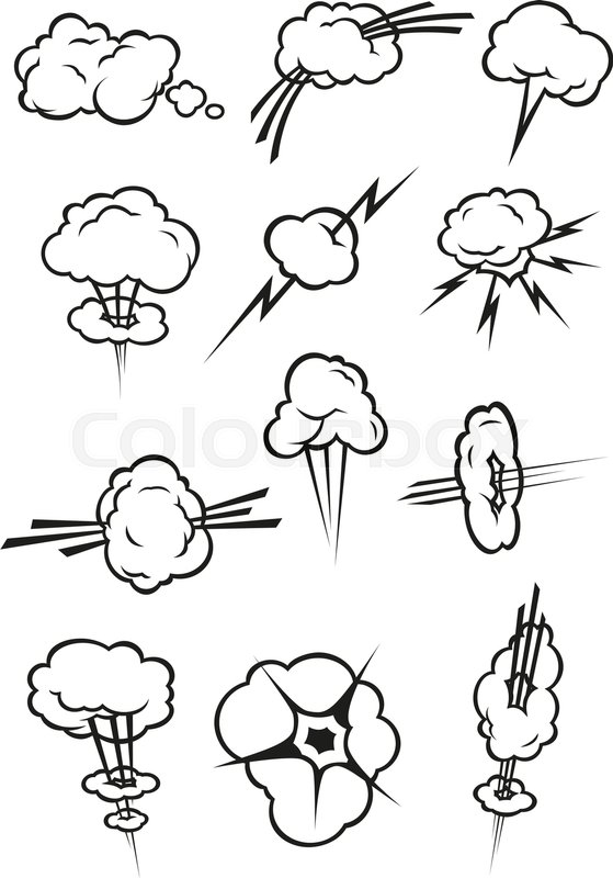 559x800 Cloud Icons In Cartoon Comic Book Style. Isolated Cumulus Clouds