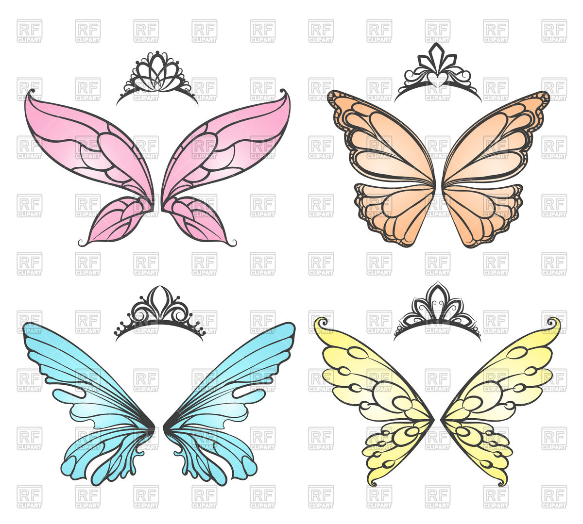 1200x1080 Fairy Wings With Princess Tiara Vector Image Vector Artwork Of