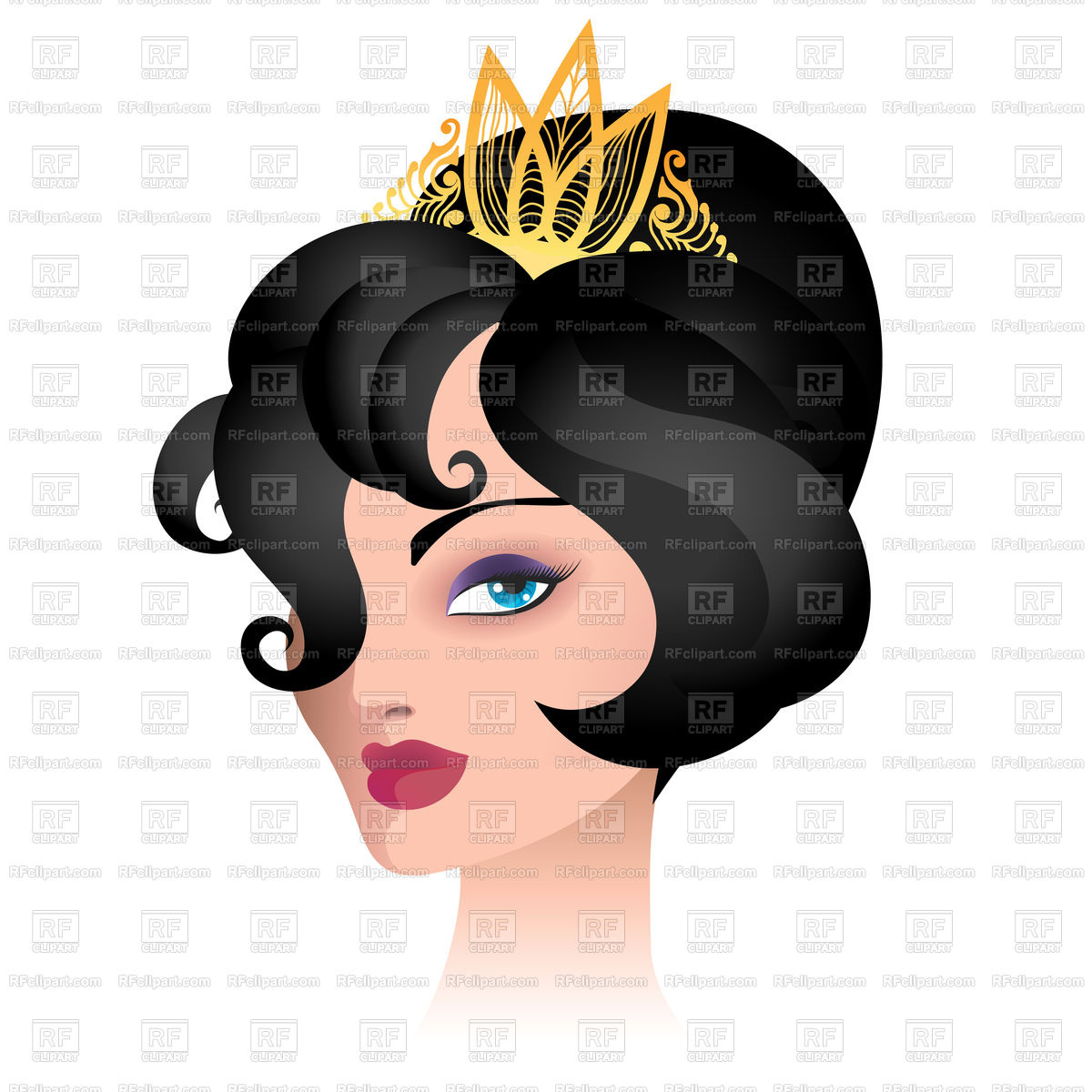 1200x1200 Beautiful Woman In Golden Tiara Vector Image Vector Artwork Of