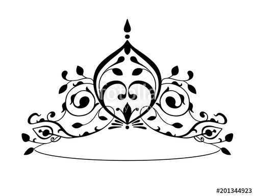 500x385 Black Princess Diadem On A Wight Background. The Crown. Vector