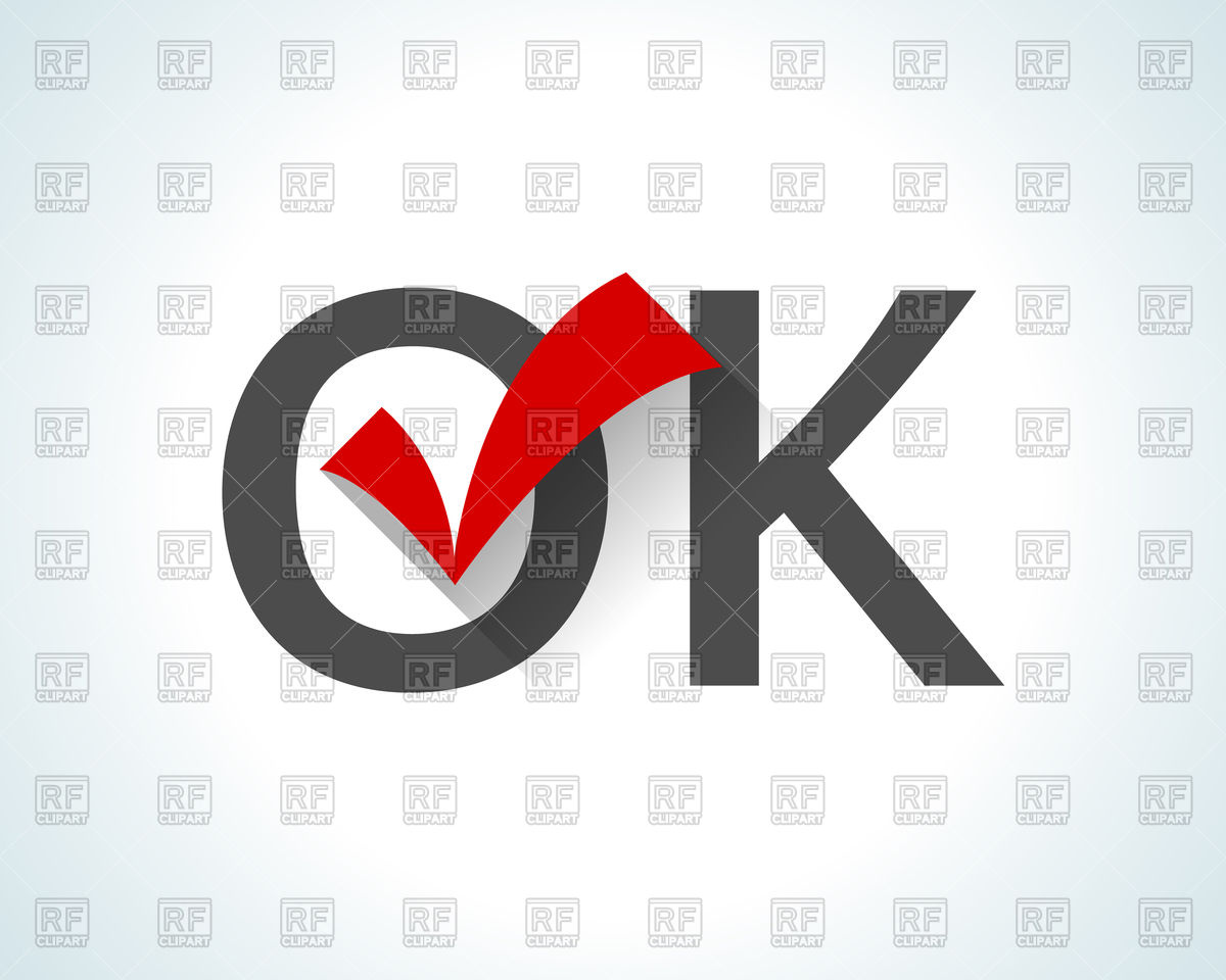 1200x960 Word Ok On White Background With Red Tick Vector Image Vector