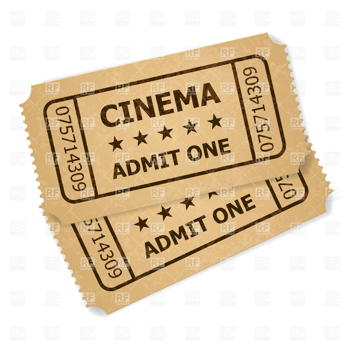 1200x1200 Two Old Cinema Tickets Vector Image Vector Artwork Of Objects