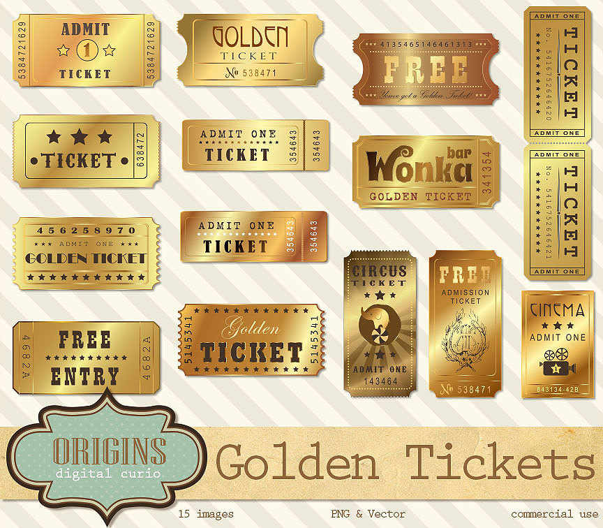 864x756 Golden Tickets Vector Clipart By Digitalcurio
