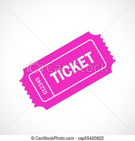 450x470 Pink Retro Ticket Vector Icon Isolated On White Background.