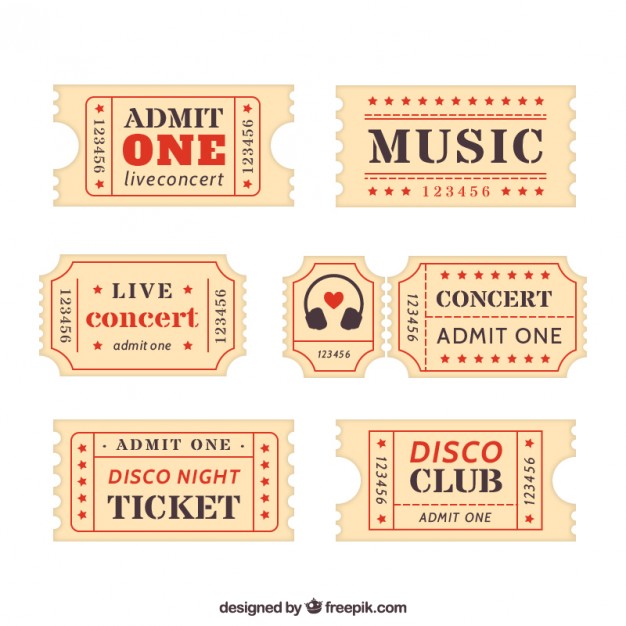 626x626 Collection Of Retro Ticket Vector Free Download