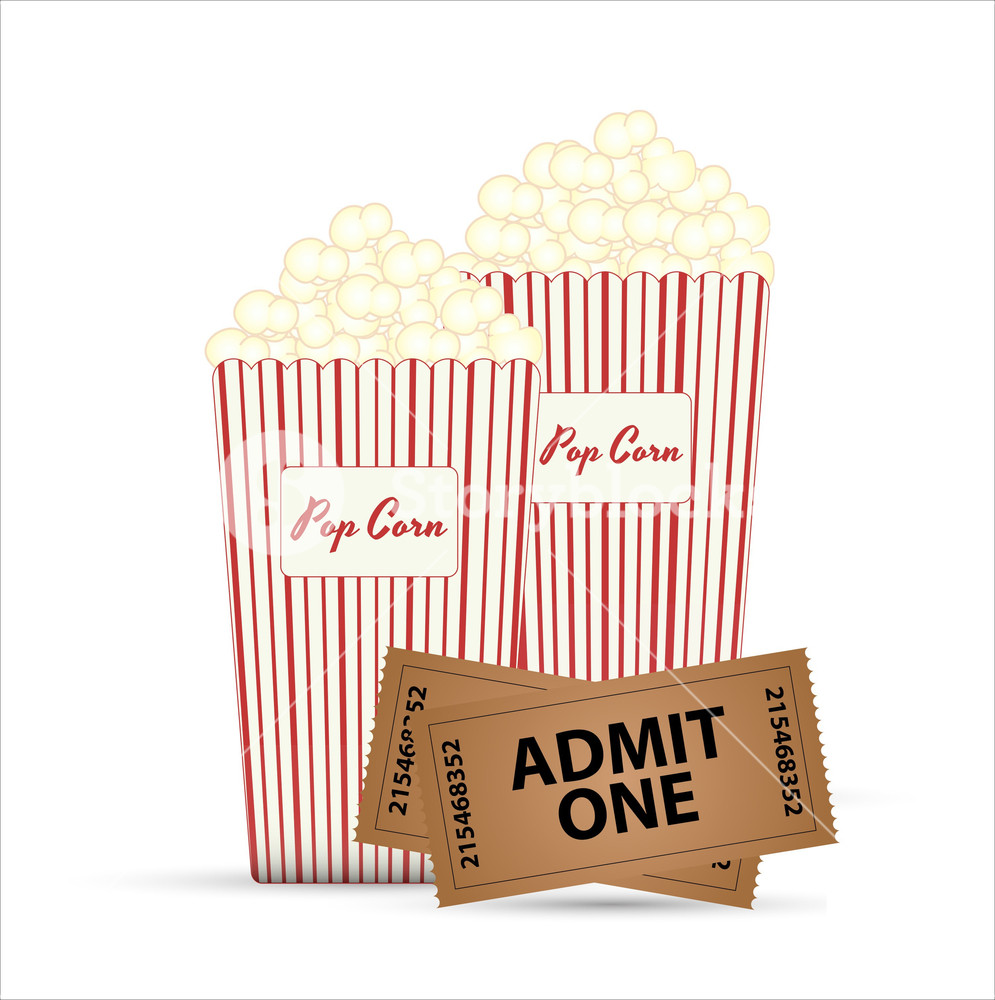 995x1000 Popcorn And Tickets Vector Designs Royalty Free Stock Image