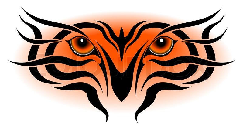 800x425 Tiger Eyes, Tribal Tattoo Stock Vector Colourbox