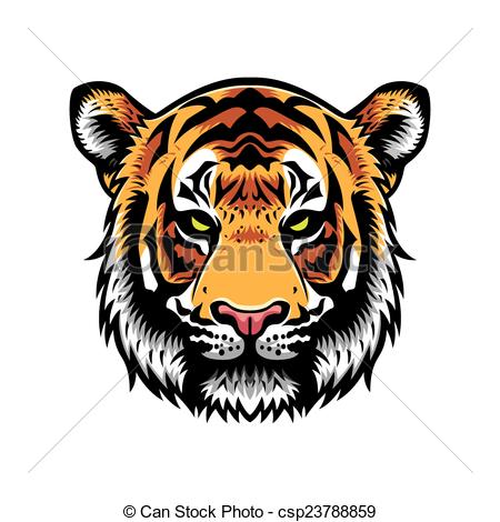 450x470 Tiger Head. Tiger Head Vector Graphic Illustration With Color.