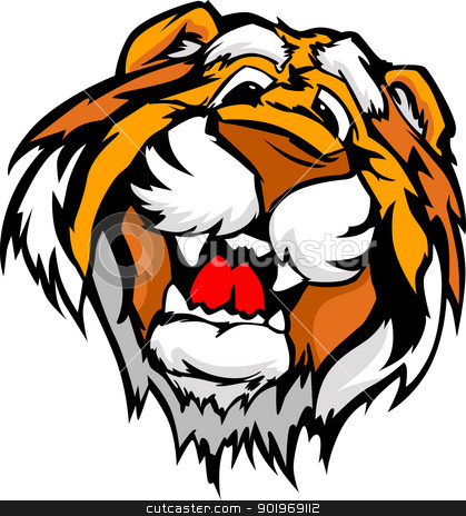 419x464 Smiling Cartoon Tiger Mascot Vector Graphic Stock Vector