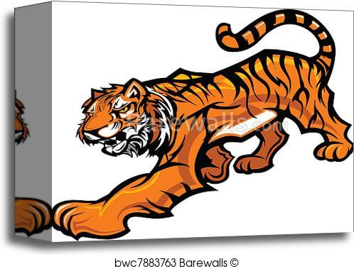 498x379 Canvas Print Of Tiger Mascot Body Vector Graphic Barewalls
