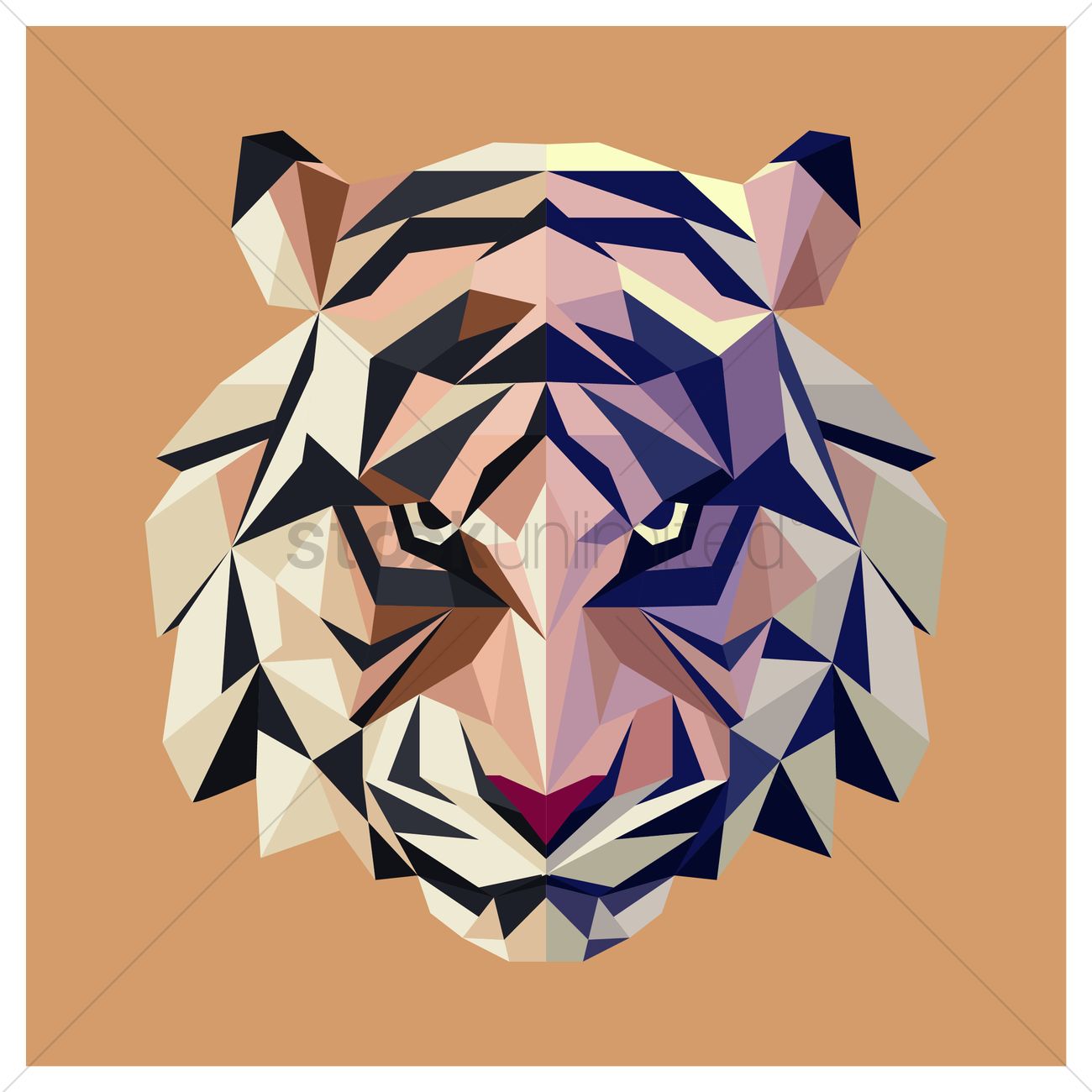 1300x1300 Faceted Tiger Vector Image