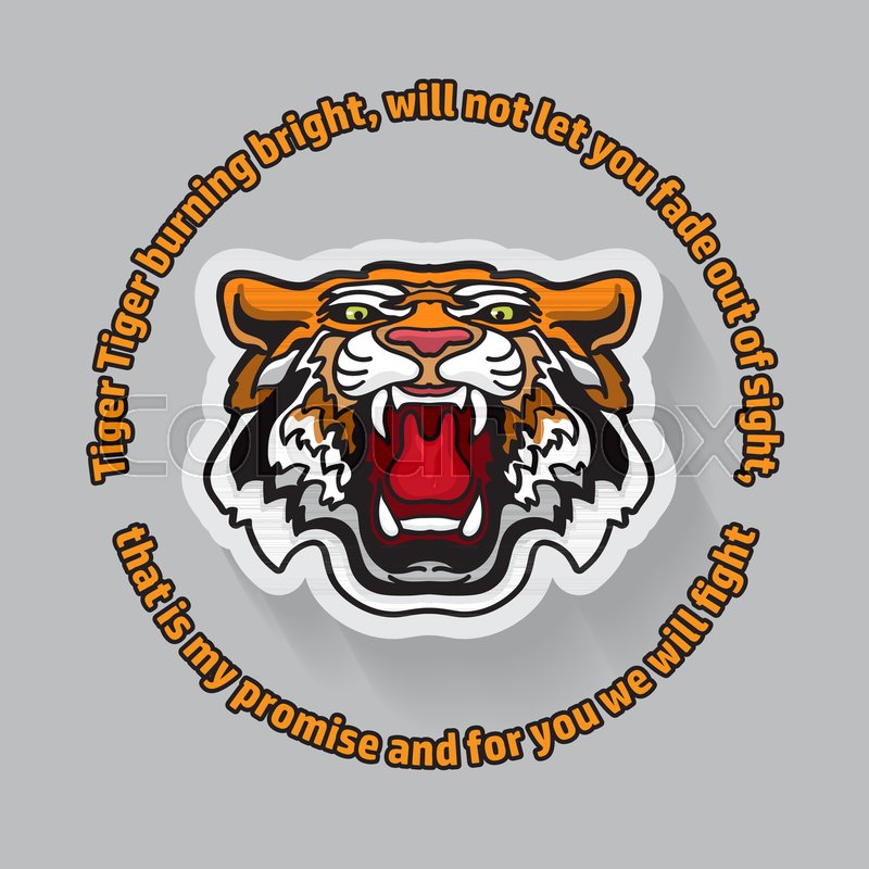 800x800 Tiger Poster Template With Angry Tiger. Vector Illustration. Save