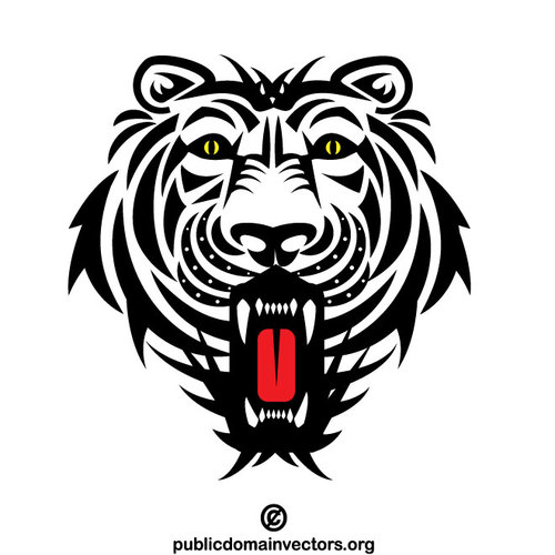 500x500 Tiger Vector Monochrome Art Public Domain Vectors