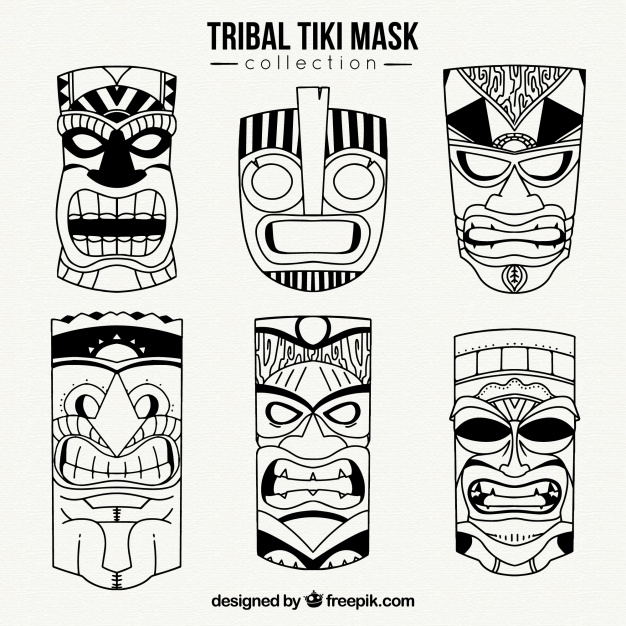 626x626 Polinesyan Tiki Masks Vector Free Download