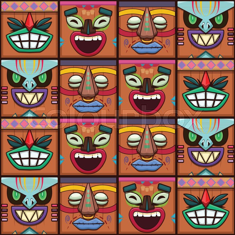 800x800 Tiki Mask Tile Background Stock Vector Colourbox