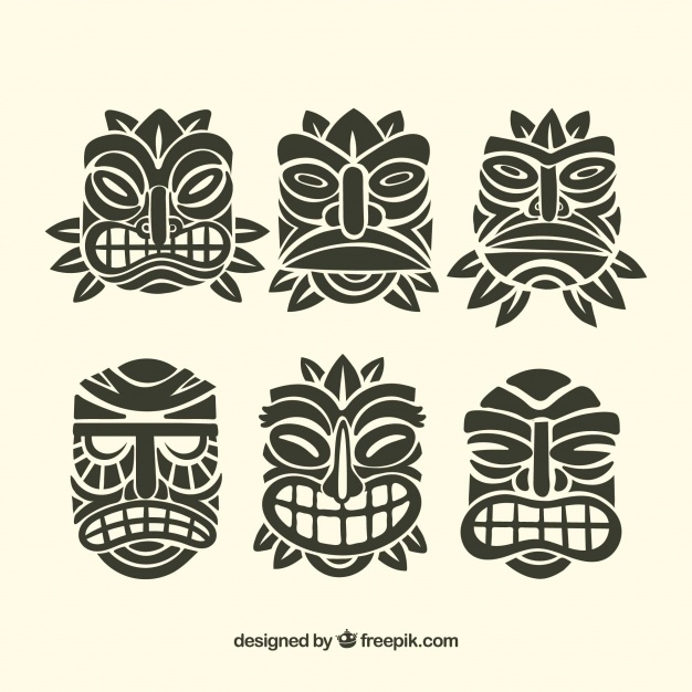 626x626 Ornamental Tiki Mask Collection Vector Free Download