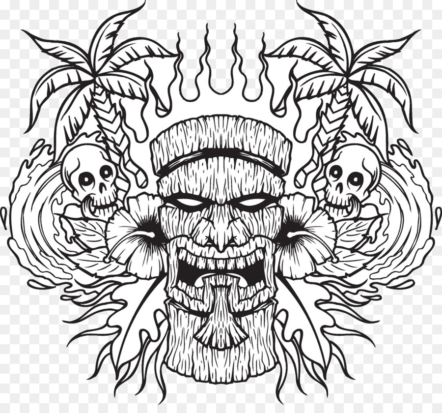 900x840 Tiki Mask Cartoon Illustration