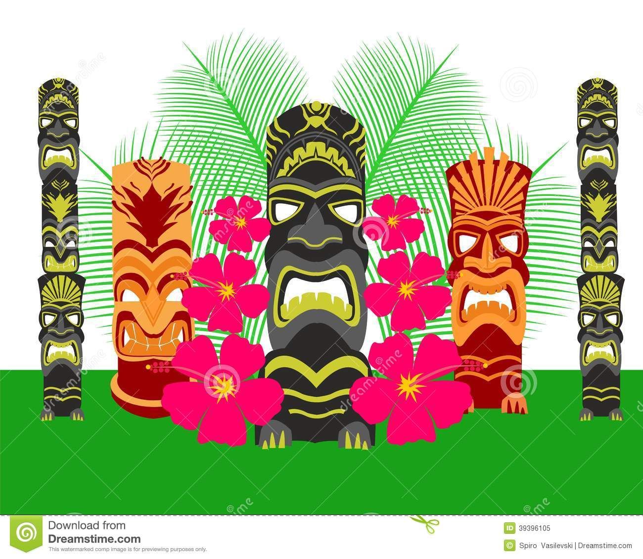 1300x1130 Tiki Statues Vector Illustration Set 39396105.jpg