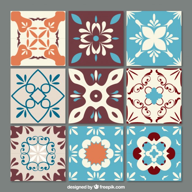 626x626 Ornamental Tiles Set Vector Free Download