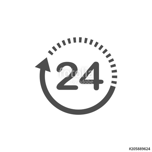 500x500 24 Hours Icon. 24 Hours Sign. Time Clock Icon Vector Illustration