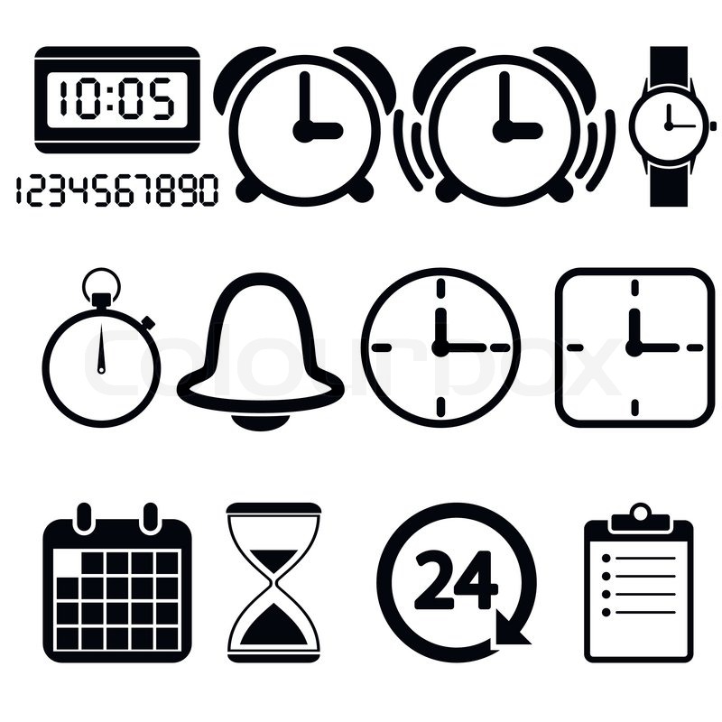 800x800 Clock And Time Icons Stock Vector Colourbox