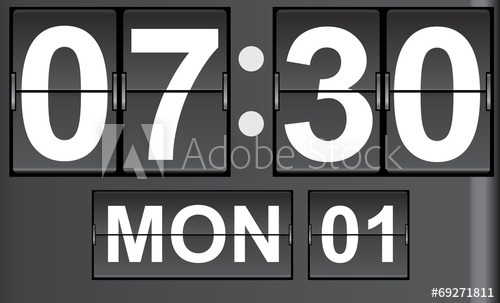 500x303 Flip Clock With Date And Timer Vector Illustration
