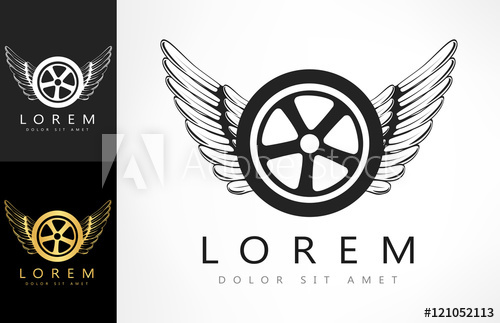 500x323 Wings And Tire Logo. Vector Illustration.