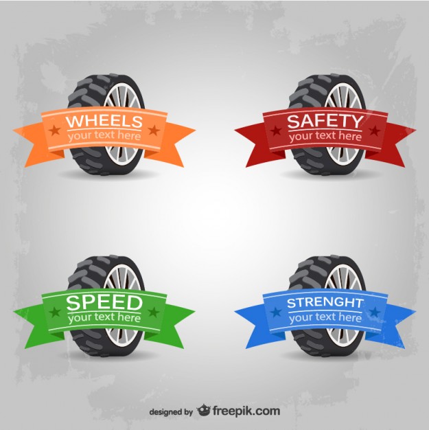 625x626 Car Wheels Logos With Ribbons In Different Colors Vector Free
