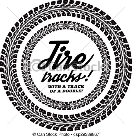 450x470 Tire Tracks. Vector Illustration On White Background.