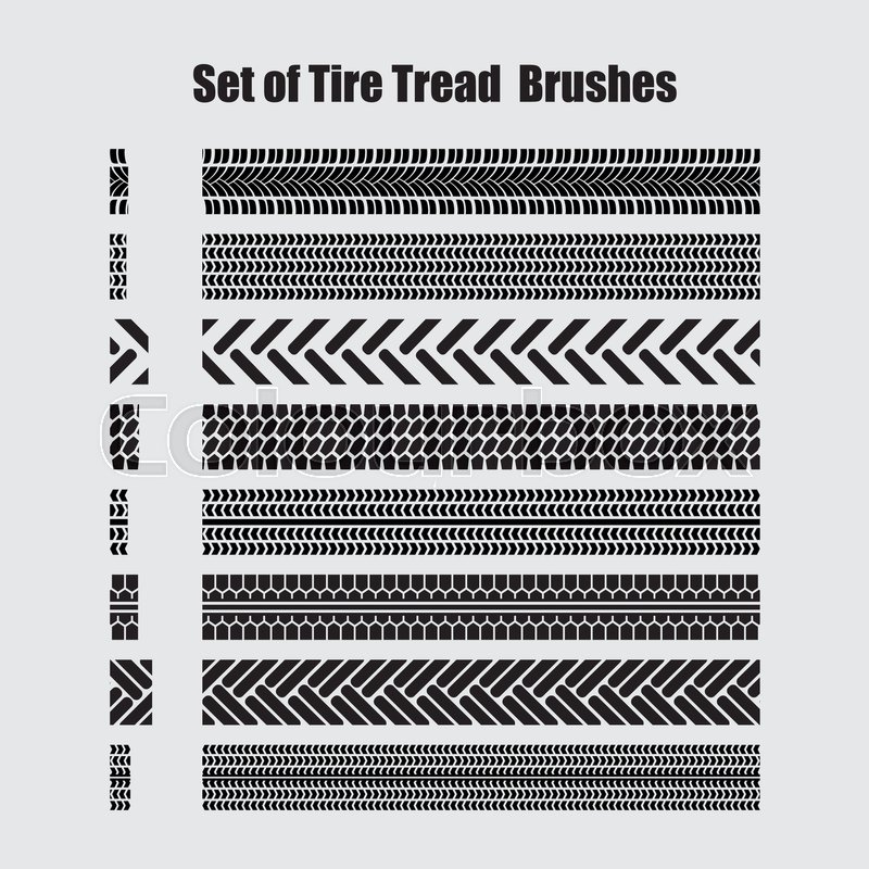 800x800 Set Of Tire Tread Brushes. Vector Illustration. Stock Vector